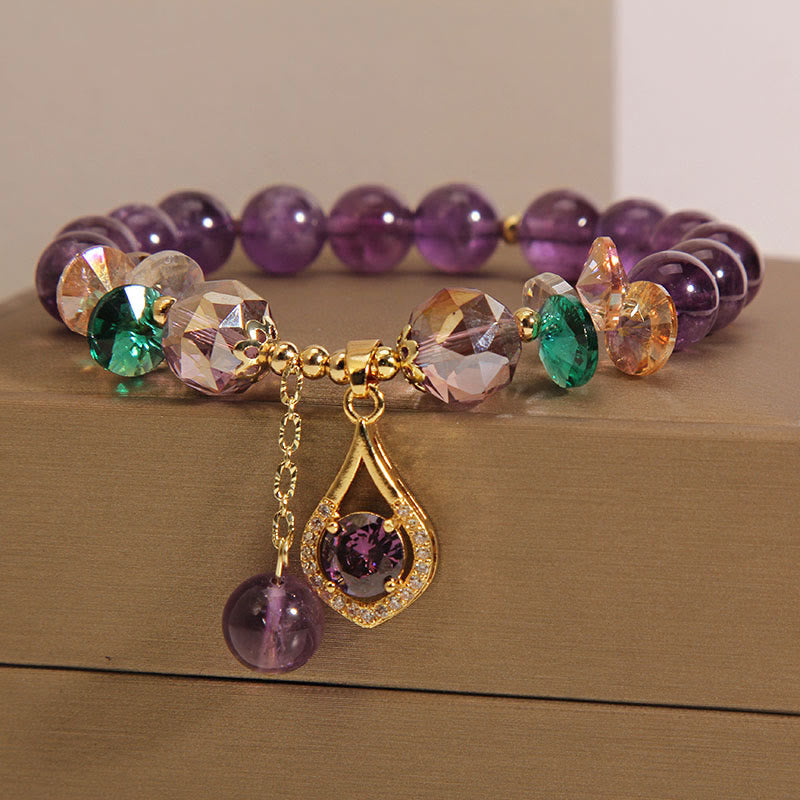 Nimara Ritual Amethyst Green Crystal Citrine White Crystal Spiritual Awareness Bracelet