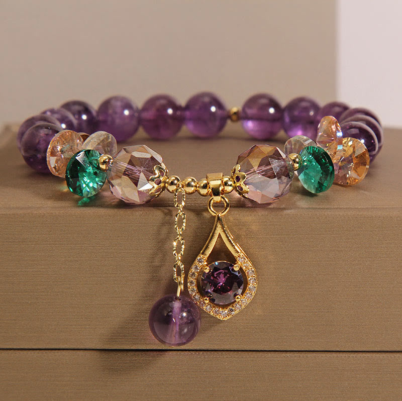 Nimara Ritual Amethyst Green Crystal Citrine White Crystal Spiritual Awareness Bracelet