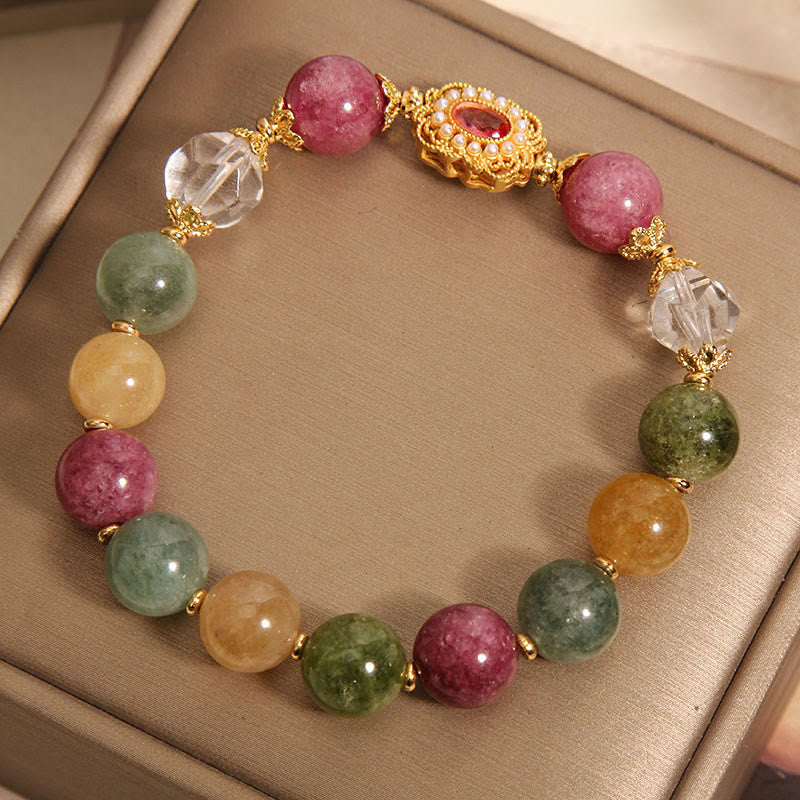 Nimara Ritual Tourmaline Pearl Pink Crystal White Crystal Wisdom Bracelet