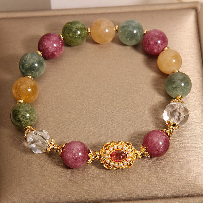Nimara Ritual Tourmaline Pearl Pink Crystal White Crystal Wisdom Bracelet