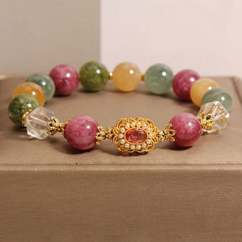 Nimara Ritual Tourmaline Pearl Pink Crystal White Crystal Wisdom Bracelet