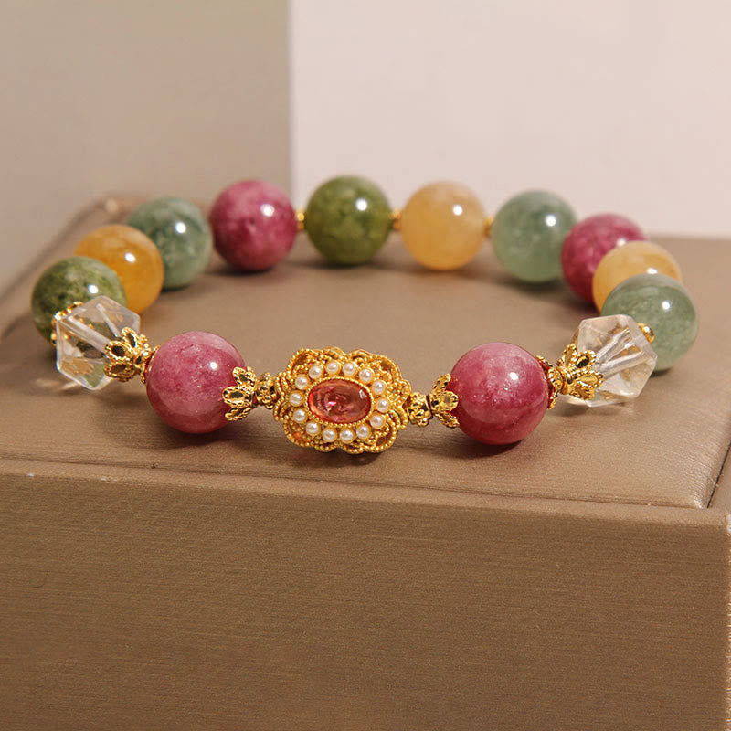 Nimara Ritual Tourmaline Pearl Pink Crystal White Crystal Wisdom Bracelet