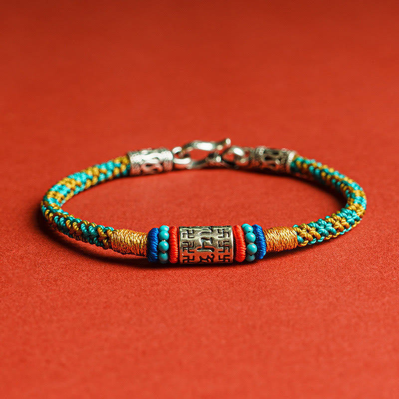 Nimara Ritual Colorful String Six True Words 925 Silver Focus Bracelet