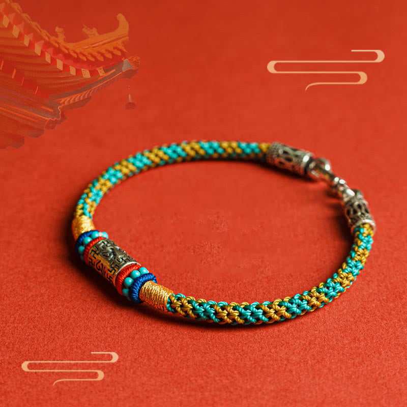 Nimara Ritual Colorful String Six True Words 925 Silver Focus Bracelet