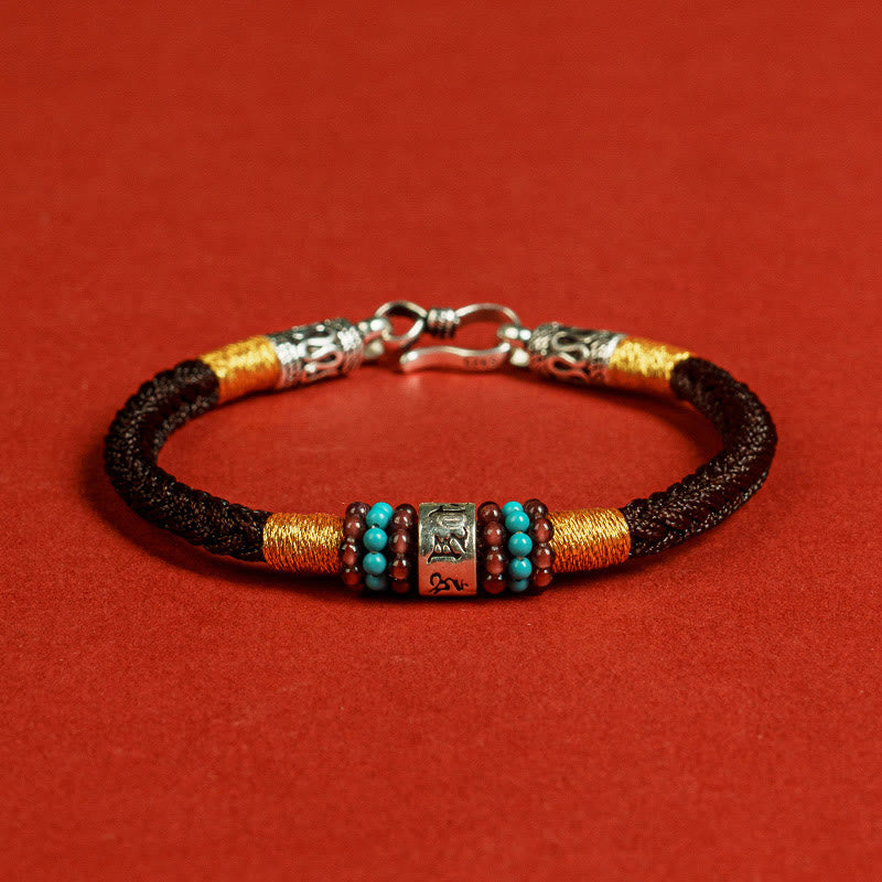 Nimara Ritual Red String Black String Six True Words 925 Sterling Silver Connection Bracelet