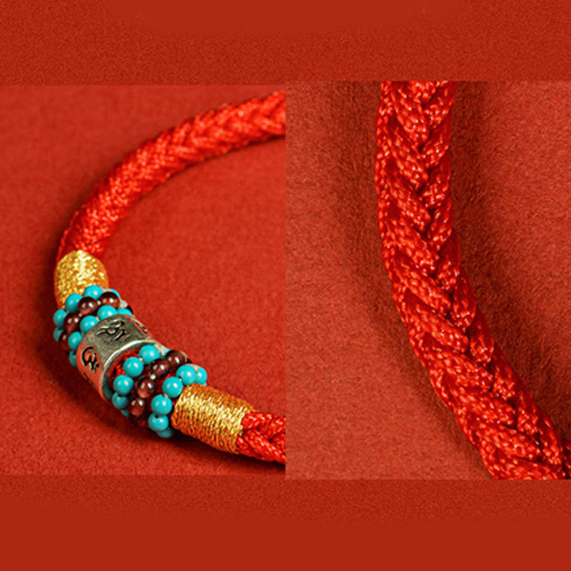 Nimara Ritual Red String Black String Six True Words 925 Sterling Silver Connection Bracelet