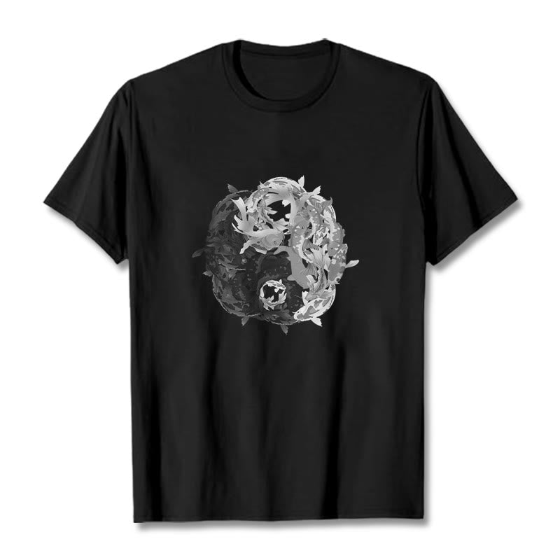 Nimara Ritual Yin Yang Koi Fish Combination Cotton Tee T-shirt