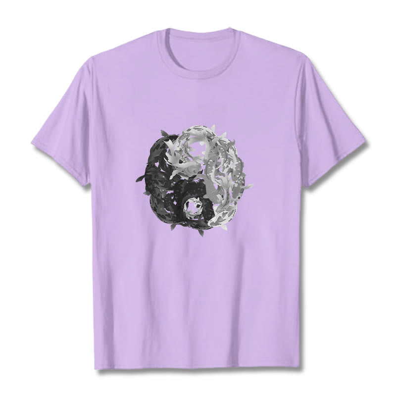 Nimara Ritual Yin Yang Koi Fish Combination Cotton Tee T-shirt