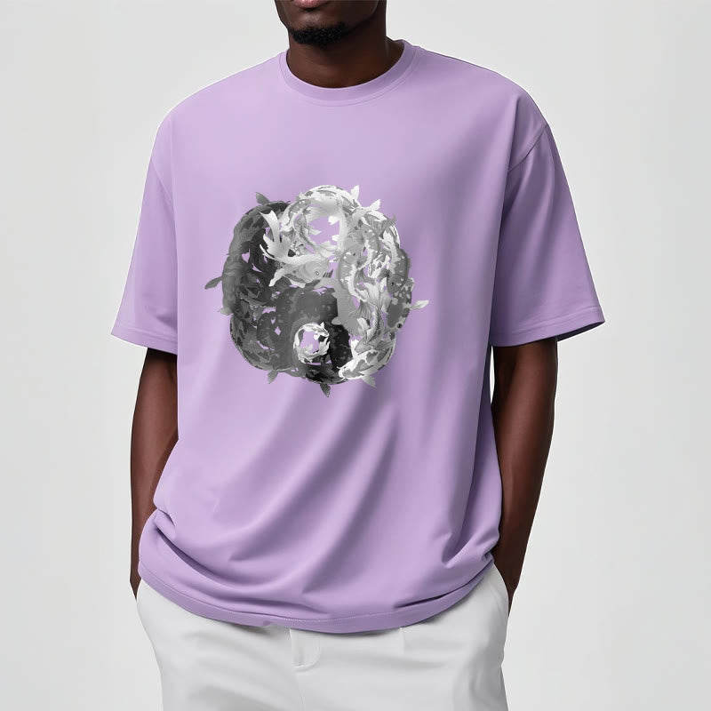 Nimara Ritual Yin Yang Koi Fish Combination Cotton Tee T-shirt