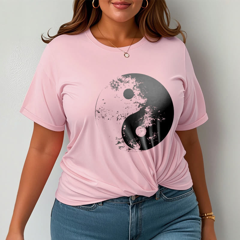 Nimara Ritual Yin Yang Tai Chi Pattern Cotton Tee T-shirt