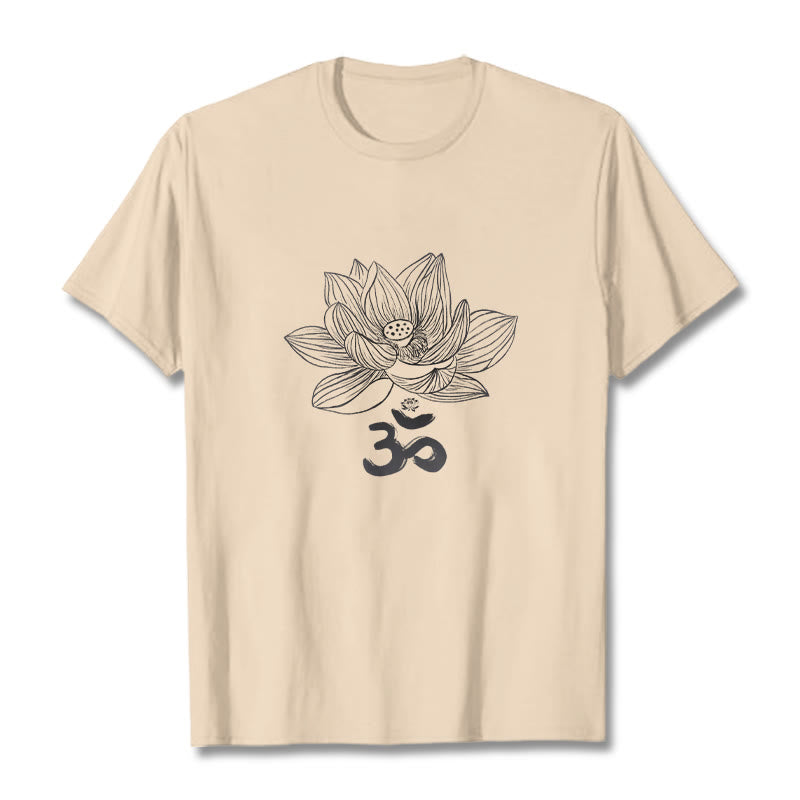 Nimara Ritual Om Lotus Sketch Cotton Tee T-shirt