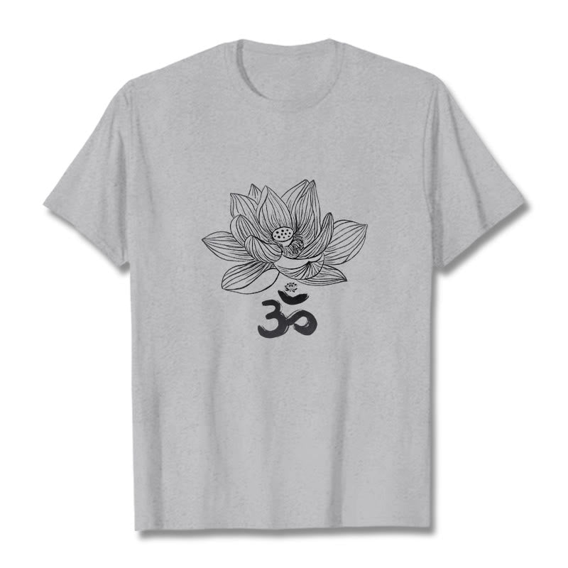 Nimara Ritual Om Lotus Sketch Cotton Tee T-shirt