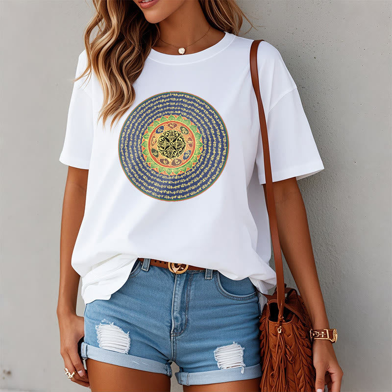 Nimara Ritual 108 Om Mani Padme Hum Mantra Sanskrit Tee T-shirt
