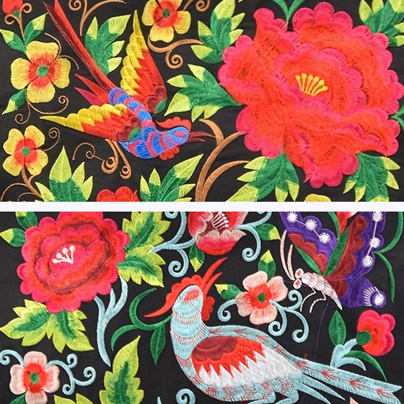 Nimara Ritual Galsang Magpie Peony Camellia Chrysanthemum Embroidery Canvas Shopping Purse Handbag Shoulder Bag