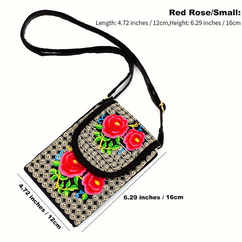 Nimara Ritual Inula Flower Rose Embroidery Canvas Backpack Crossbody Bag