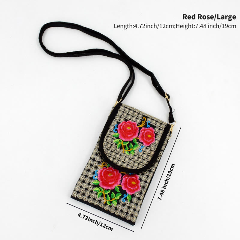 Nimara Ritual Inula Flower Rose Embroidery Canvas Backpack Crossbody Bag