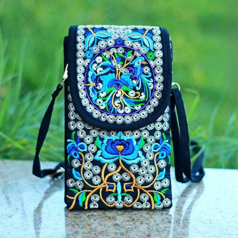 Nimara Ritual Inula Flower Rose Embroidery Canvas Backpack Crossbody Bag