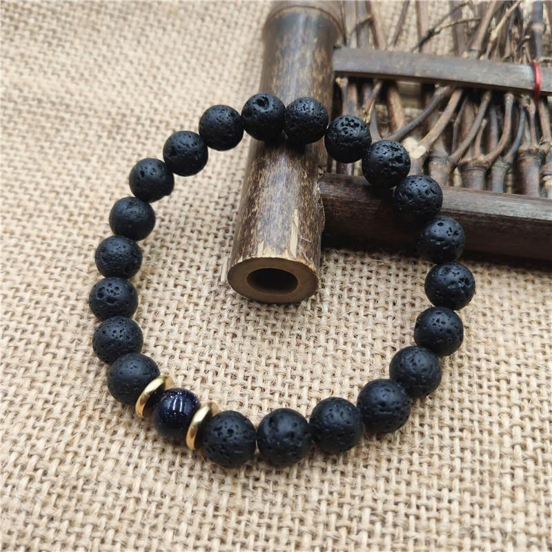 Nimara Ritual Lava Rock Goldstone Blue Sandstone Healing Bracelet