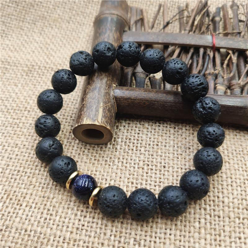 Nimara Ritual Lava Rock Goldstone Blue Sandstone Healing Bracelet