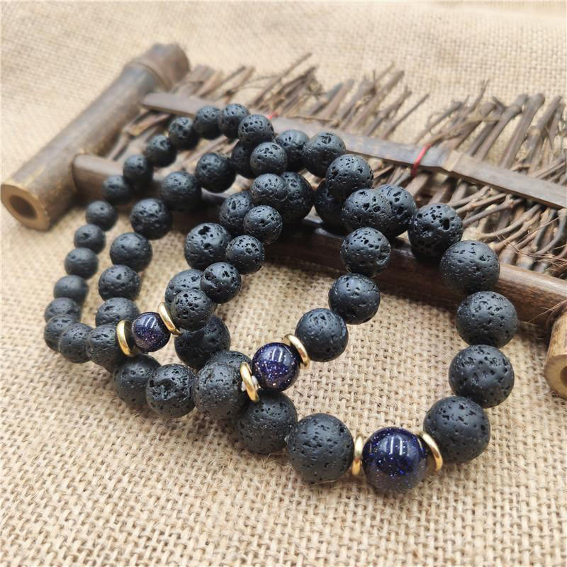 Nimara Ritual Lava Rock Goldstone Blue Sandstone Healing Bracelet