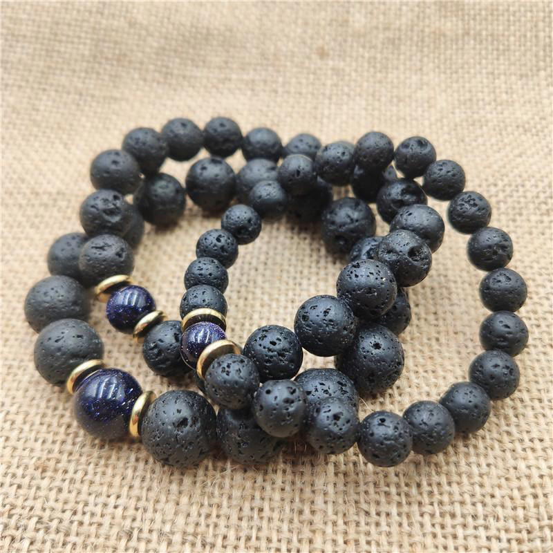 Nimara Ritual Lava Rock Goldstone Blue Sandstone Healing Bracelet