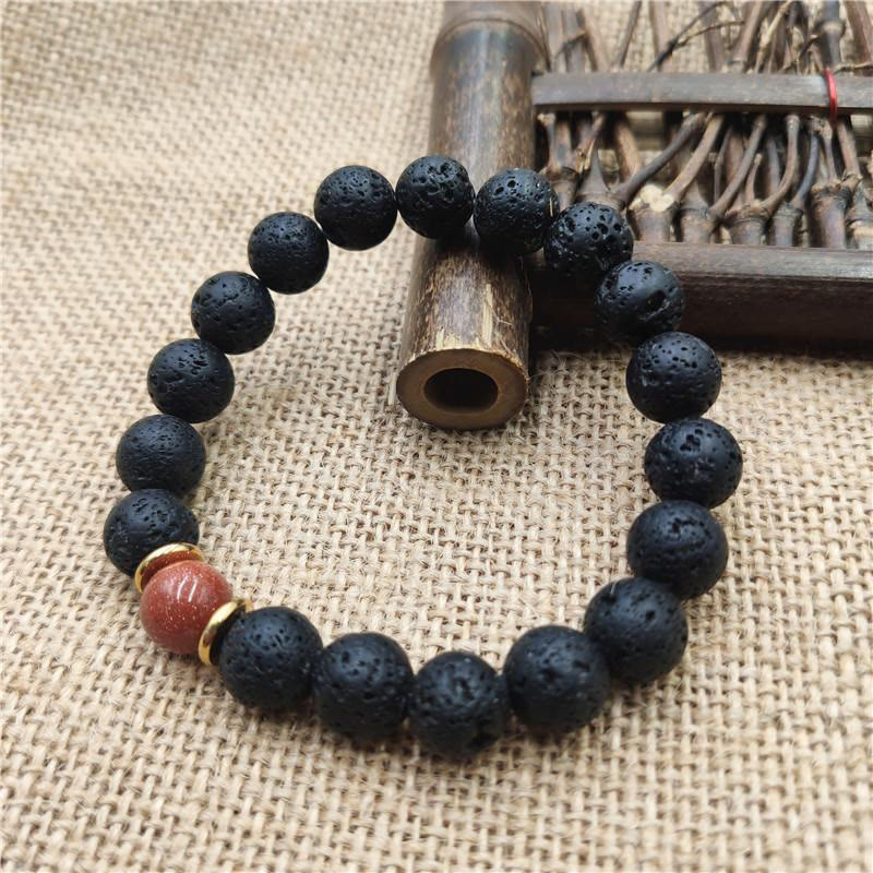Nimara Ritual Lava Rock Goldstone Blue Sandstone Healing Bracelet