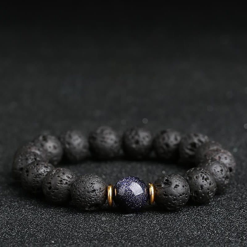Nimara Ritual Lava Rock Goldstone Blue Sandstone Healing Bracelet