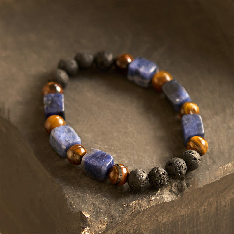 Nimara Ritual Various Crystals Cube Amethyst Lava Rock Support Bracelet