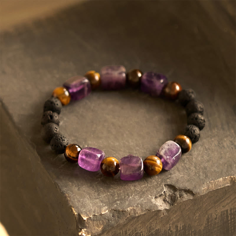 Nimara Ritual Various Crystals Cube Amethyst Lava Rock Support Bracelet
