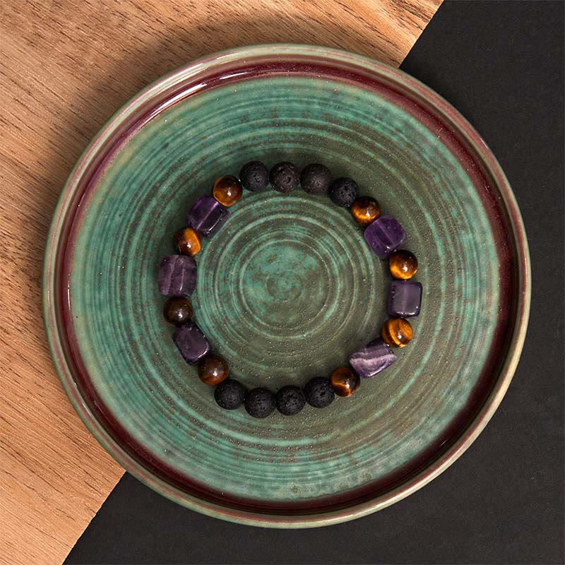 Nimara Ritual Various Crystals Cube Amethyst Lava Rock Support Bracelet