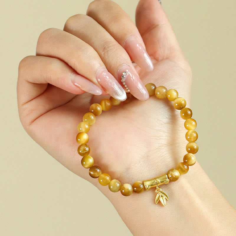 Nimara Ritual Tiger Eye Fu Character Bamboo Koi Fish Lotus Om Mani Padme Hum Protection Bracelet