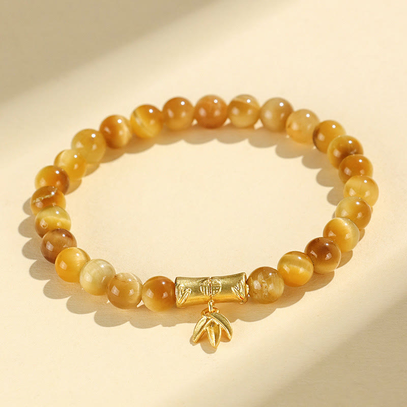 Nimara Ritual Tiger Eye Fu Character Bamboo Koi Fish Lotus Om Mani Padme Hum Protection Bracelet
