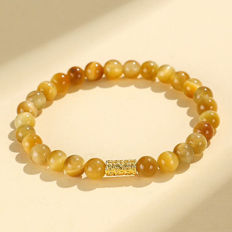 Nimara Ritual Tiger Eye Fu Character Bamboo Koi Fish Lotus Om Mani Padme Hum Protection Bracelet
