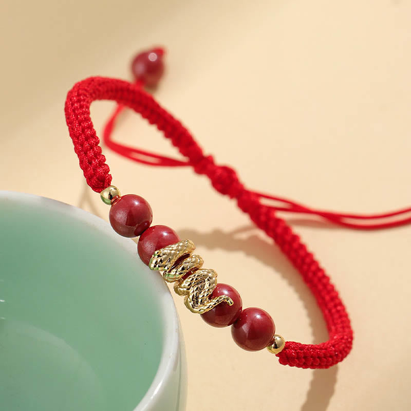 Nimara Ritual Cinnabar Handmade Year Of Snake String Protection Braided Bracelet