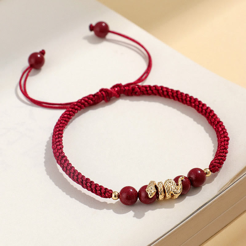 Nimara Ritual Cinnabar Handmade Year Of Snake String Protection Braided Bracelet