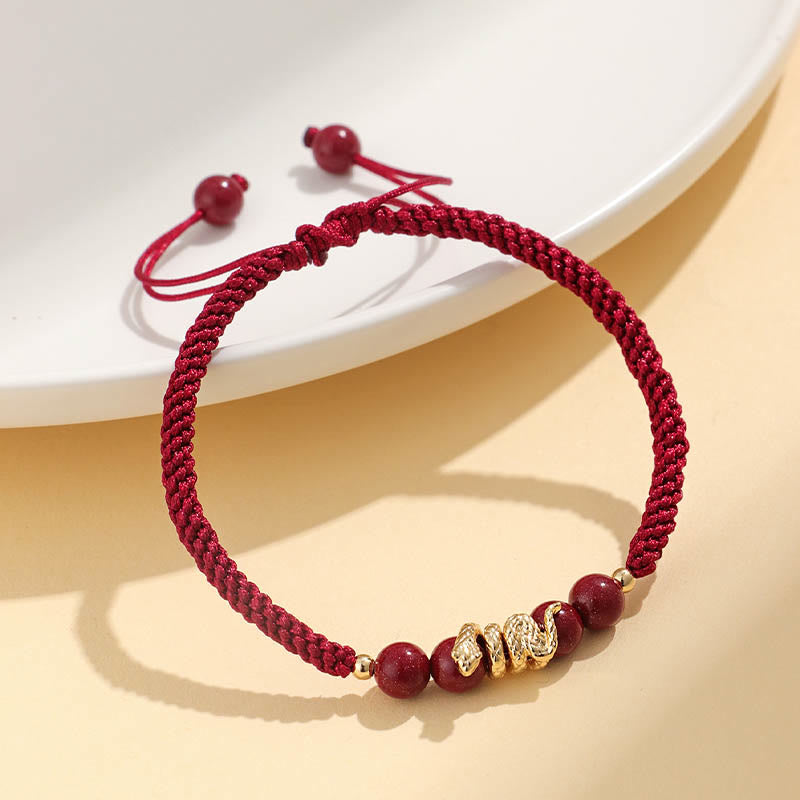 Nimara Ritual Cinnabar Handmade Year Of Snake String Protection Braided Bracelet