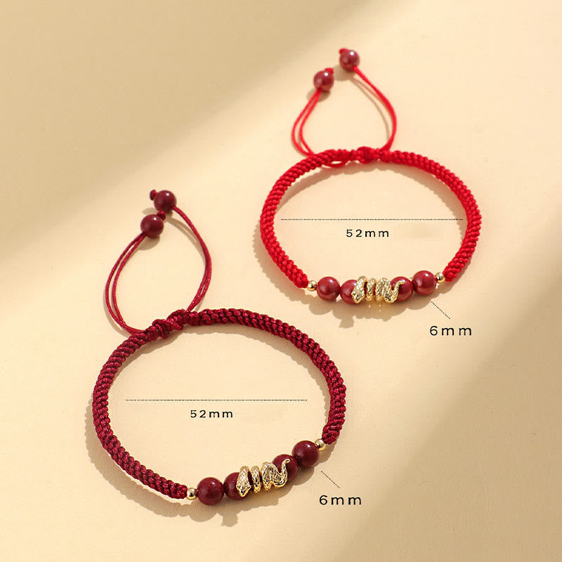 Nimara Ritual Cinnabar Handmade Year Of Snake String Protection Braided Bracelet