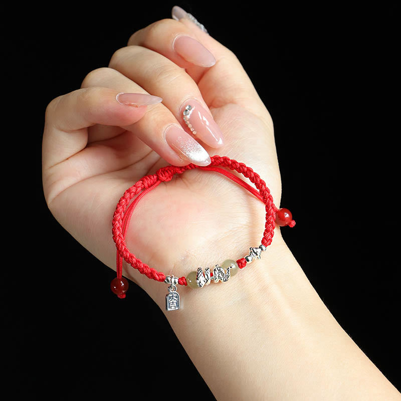 Nimara Ritual Hetian Jade Year of the Snake String Protection Braided Bracelet