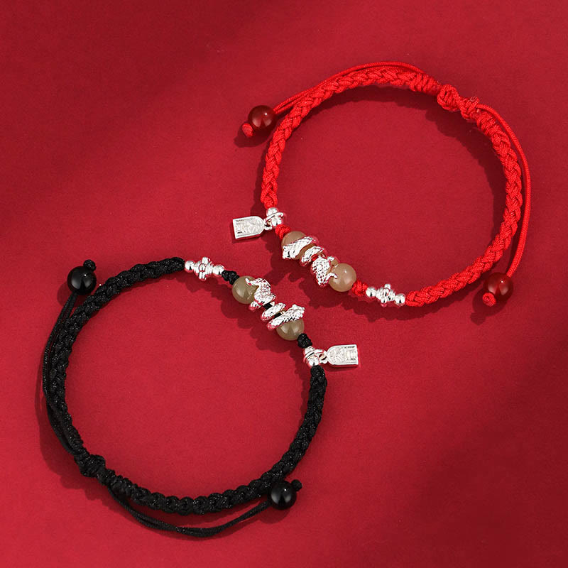 Nimara Ritual Hetian Jade Year of the Snake String Protection Braided Bracelet