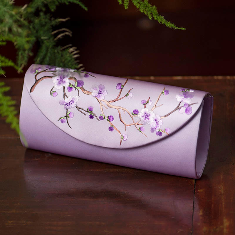 Nimara Ritual Plum Bossom Tulip Su Embroidery Wedding Shopping Purse Handbag Crossbody Bag