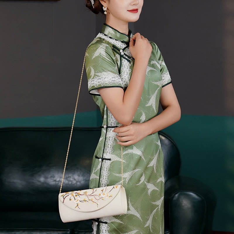 Nimara Ritual Plum Bossom Tulip Su Embroidery Wedding Shopping Purse Handbag Crossbody Bag