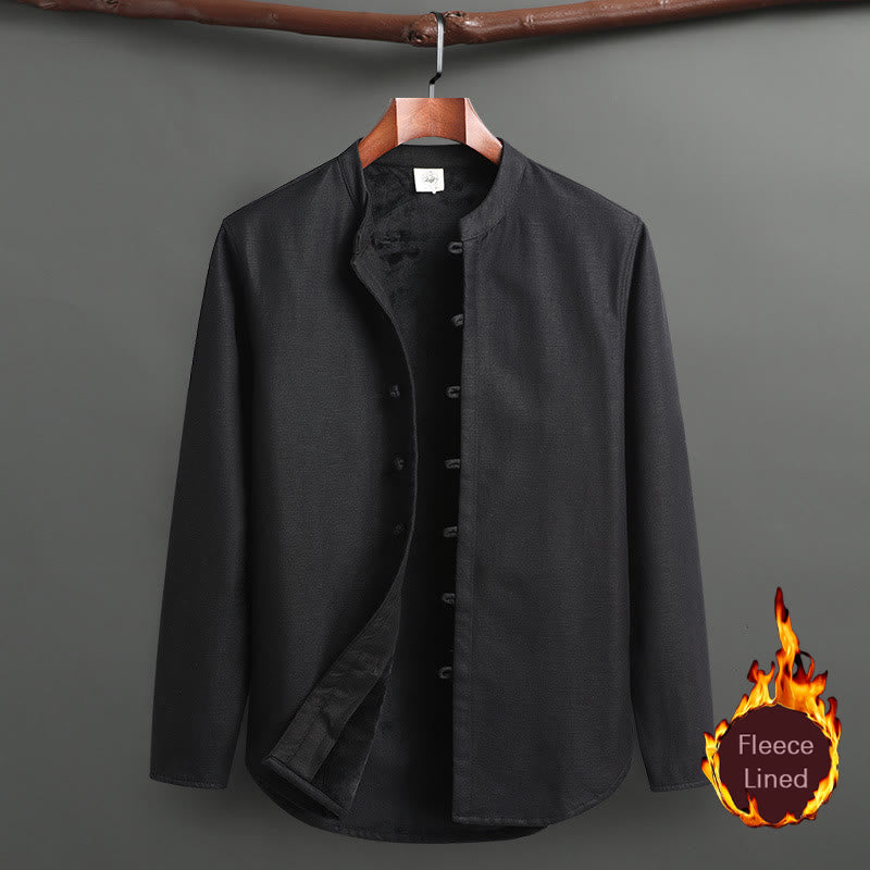 Nimara Ritual Solid Tang Suit Traditional Fleece Lined Uniform Long Sleeve Top Pants Men's Set