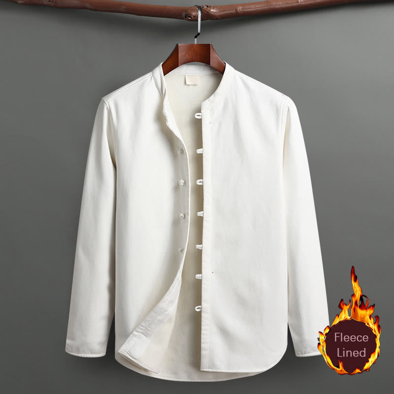Nimara Ritual Solid Tang Suit Traditional Fleece Lined Uniform Long Sleeve Top Pants Men's Set