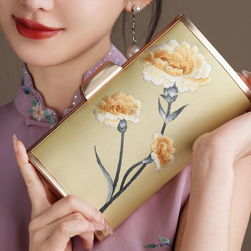Nimara Ritual Carnation Peony Begonia Su Embroidery Wedding Shopping Purse Handbag Crossbody Bag