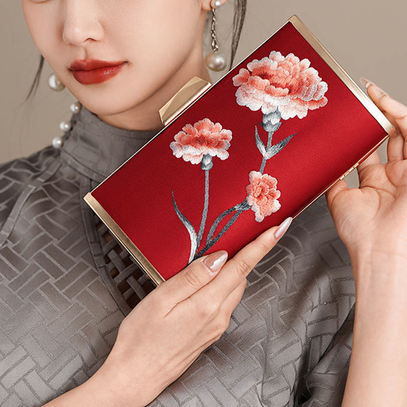 Nimara Ritual Carnation Peony Begonia Su Embroidery Wedding Shopping Purse Handbag Crossbody Bag