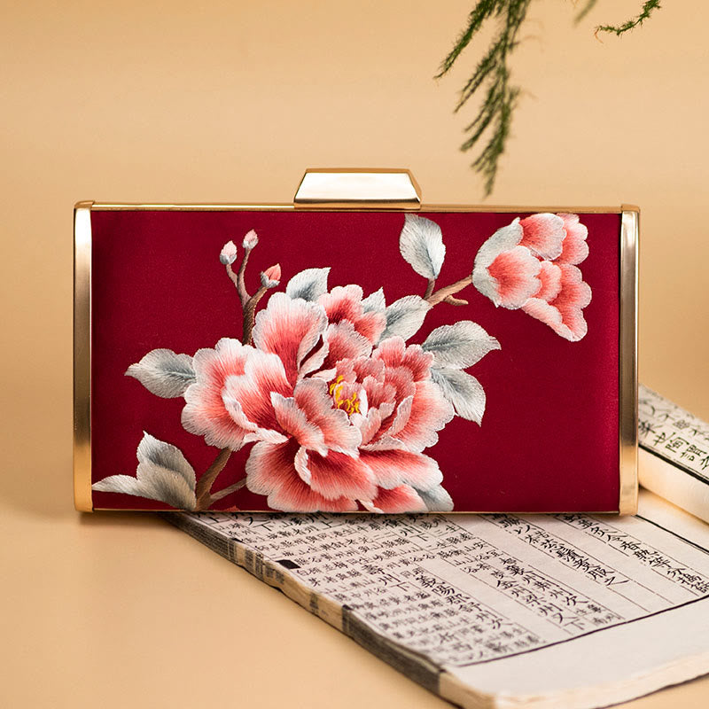 Nimara Ritual Carnation Peony Begonia Su Embroidery Wedding Shopping Purse Handbag Crossbody Bag