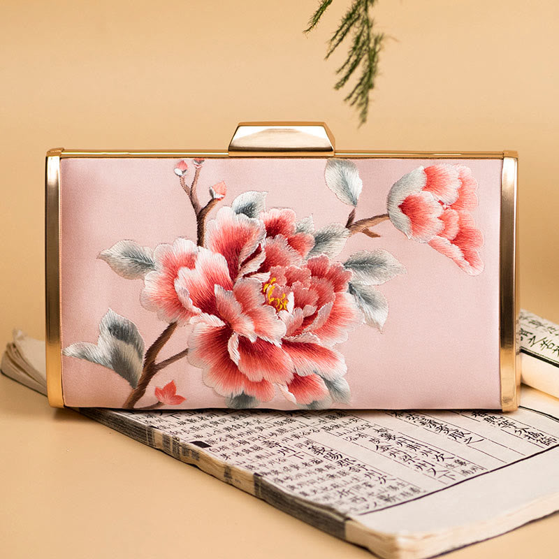 Nimara Ritual Carnation Peony Begonia Su Embroidery Wedding Shopping Purse Handbag Crossbody Bag