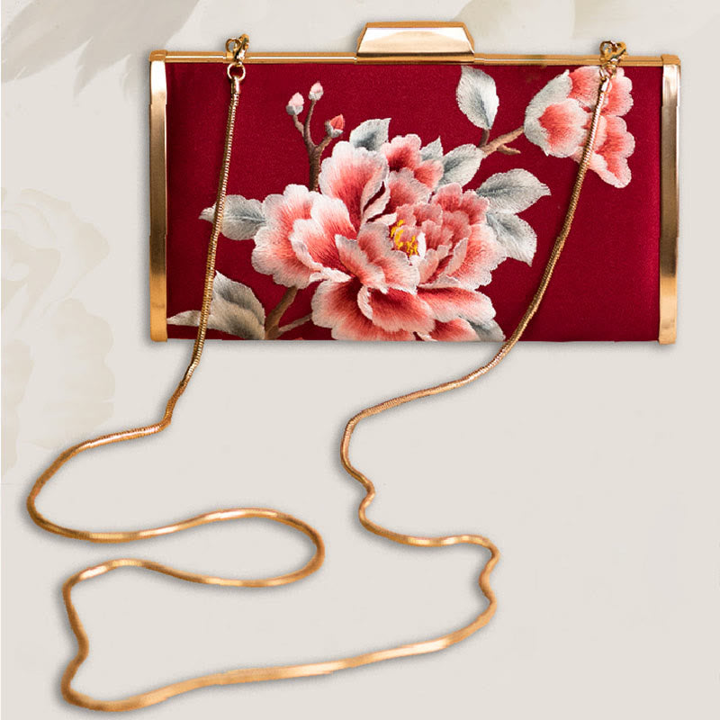 Nimara Ritual Carnation Peony Begonia Su Embroidery Wedding Shopping Purse Handbag Crossbody Bag