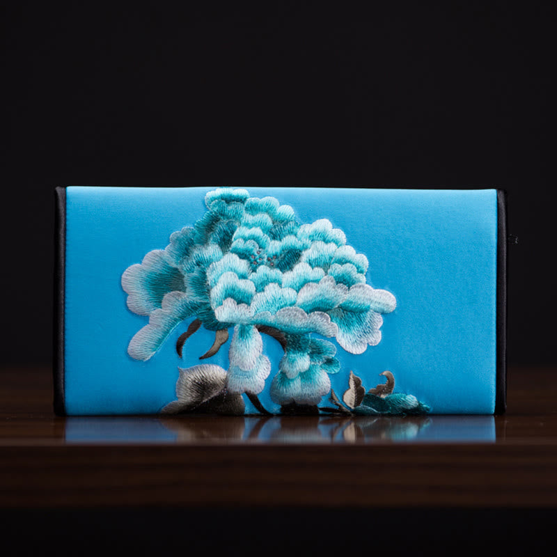 Nimara Ritual Peony Flower Su Embroidery Journey Shopping Long Purse Handbag