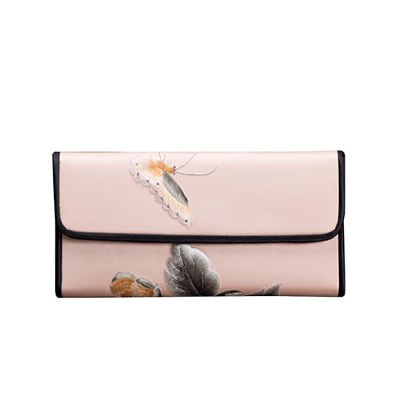 Nimara Ritual Peony Flower Su Embroidery Journey Shopping Long Purse Handbag